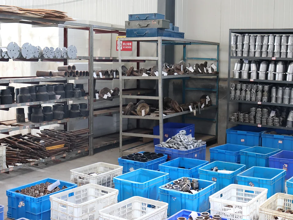 Metal components organized in the SDX factory production area